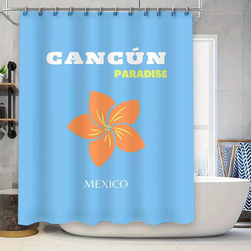 

Blue Cancun Paradise Shower Curtain Orange Flower Design For Mexico Home Decor Bathroom Accessories Free Shipping World Wide W60H190(CM)-1 Pcs
