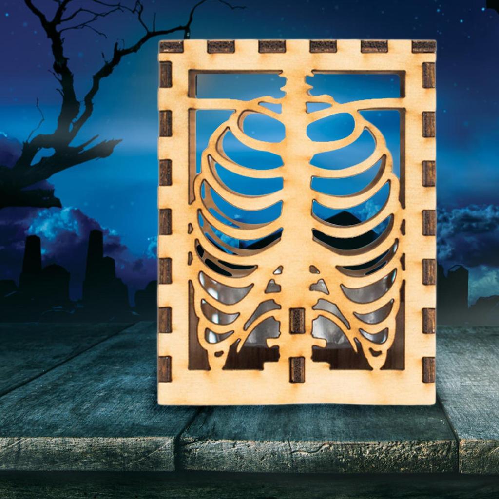 Halloween Desk Ornament Wooden Tealights Holder Home Indoor Rustic Natural Mantle Shelf Decoration