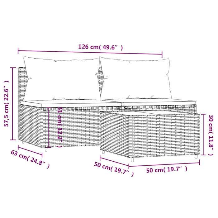 VidaXL Garden Lounge Set 3 Pcs with Brown Cushions Wicker 319835