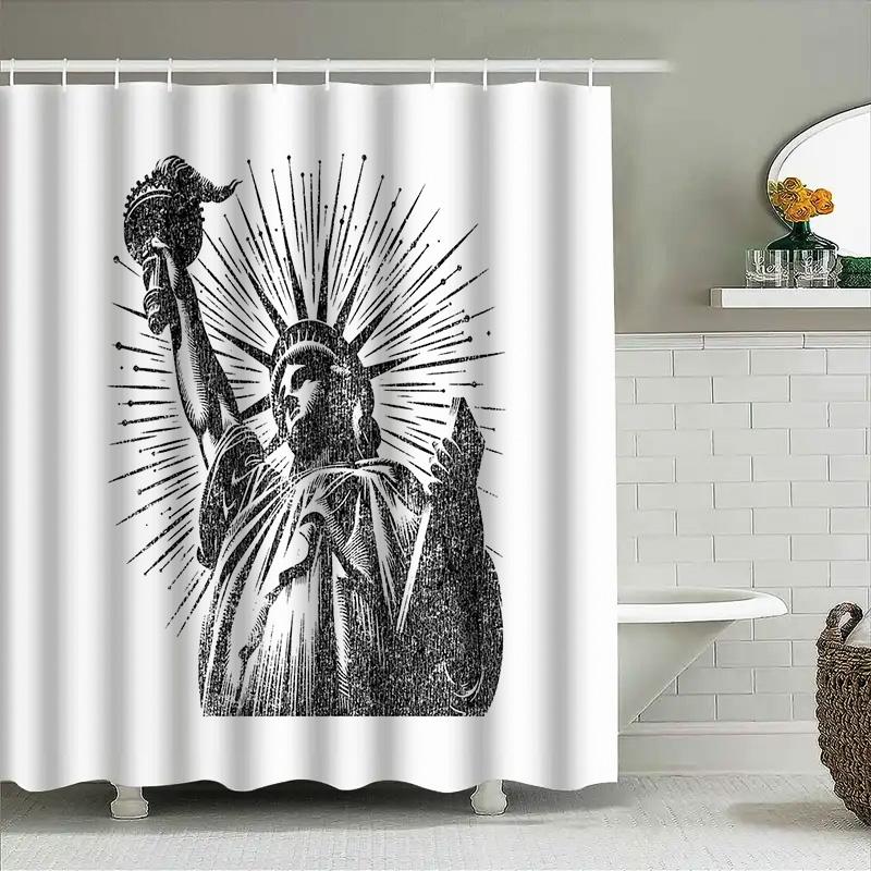 Vintage Statue of Liberty Shower Curtain Gothic Dark Academia Bathroom Decor Grunge Home Decor Gothic Decor Wall Art Victorian D