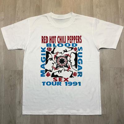 2025 Red Hot Chili Peppers American Retro Rock Vintage High Street Casual Fashion Brand Heavy Cotton Short Sleeve T-shirt Men