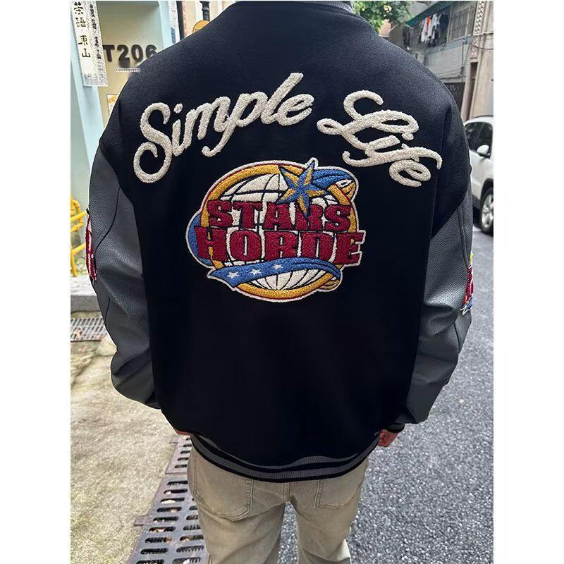 Unisex American Baseball Jacket Autumn/Winter - Trendy Embroidered Cotton Pilot Style, Thick Casual Loose Fit for Couples