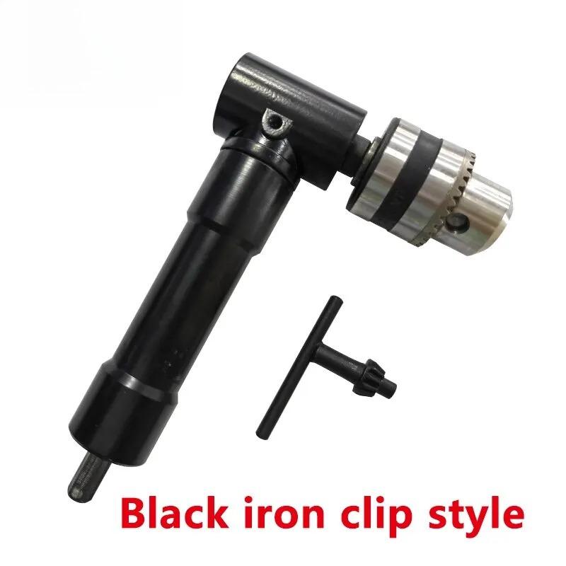 Aluminum Alloy Turning Tool Iron Chuck Adapter Narrow Space Drilling Tool 90 Degree Black Right Angle Electric Drill Corner Tool