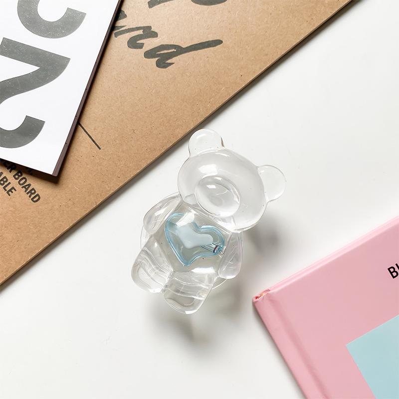 Creative Mobile Phone Airbag Bracket Transparent Love Bear Solid Color Simple Paste Retractable Airbag Mobile Phone Ring