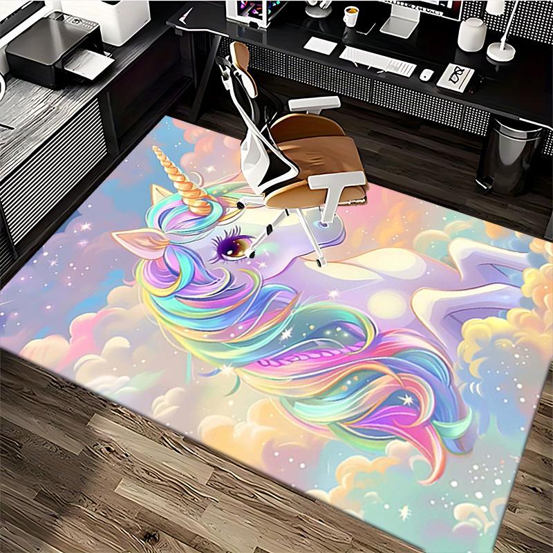 1pc Unicorn Fantasy Office Chair Mat - Anime Cartoon Design, Non-Slip Carpet for Home Decor, Suitable for All Seasons, Perfect Gift for Holidays.H063