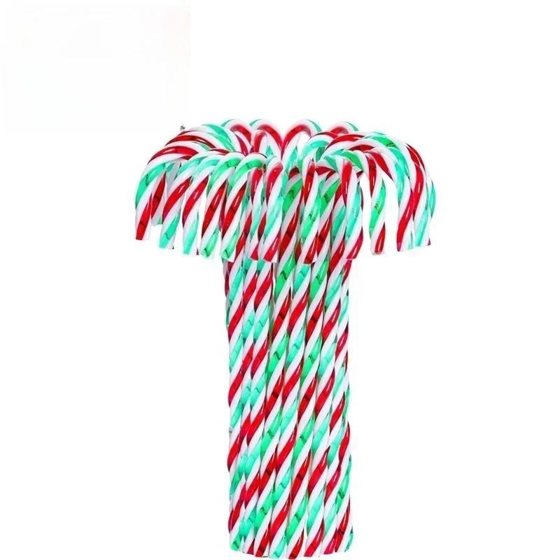 100/10Pcs Christmas Candy Cane Ornament Plastic Christmas Tree Hanging Decoration Twisted Crutch Candy Canes Indoor Party Favor