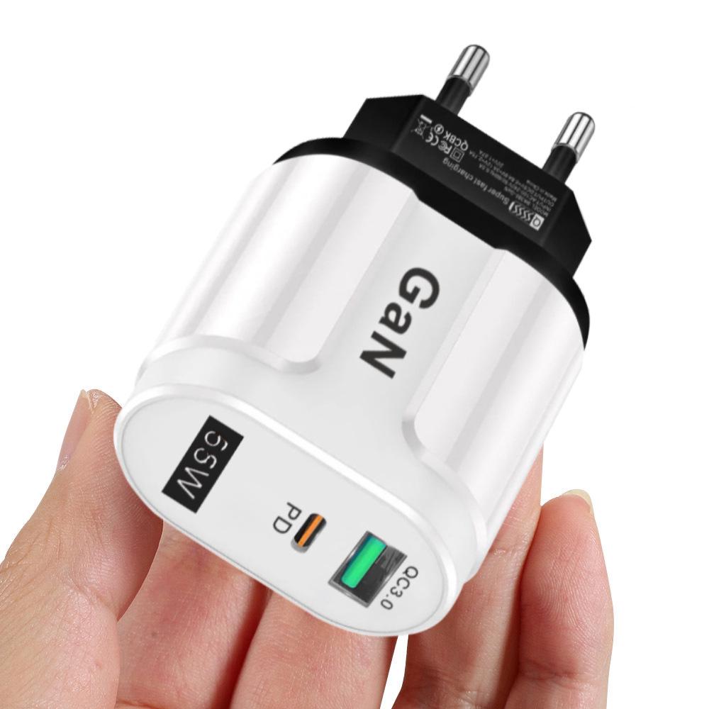 GaN European Standard PD33W QC3.0 Multi-Port Charger with 9V/12V Fast Charging