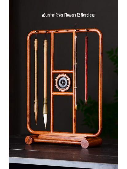 Rosewood Calligraphy Brush and Pen Holder - Solid Wood Rack for Study Treasures