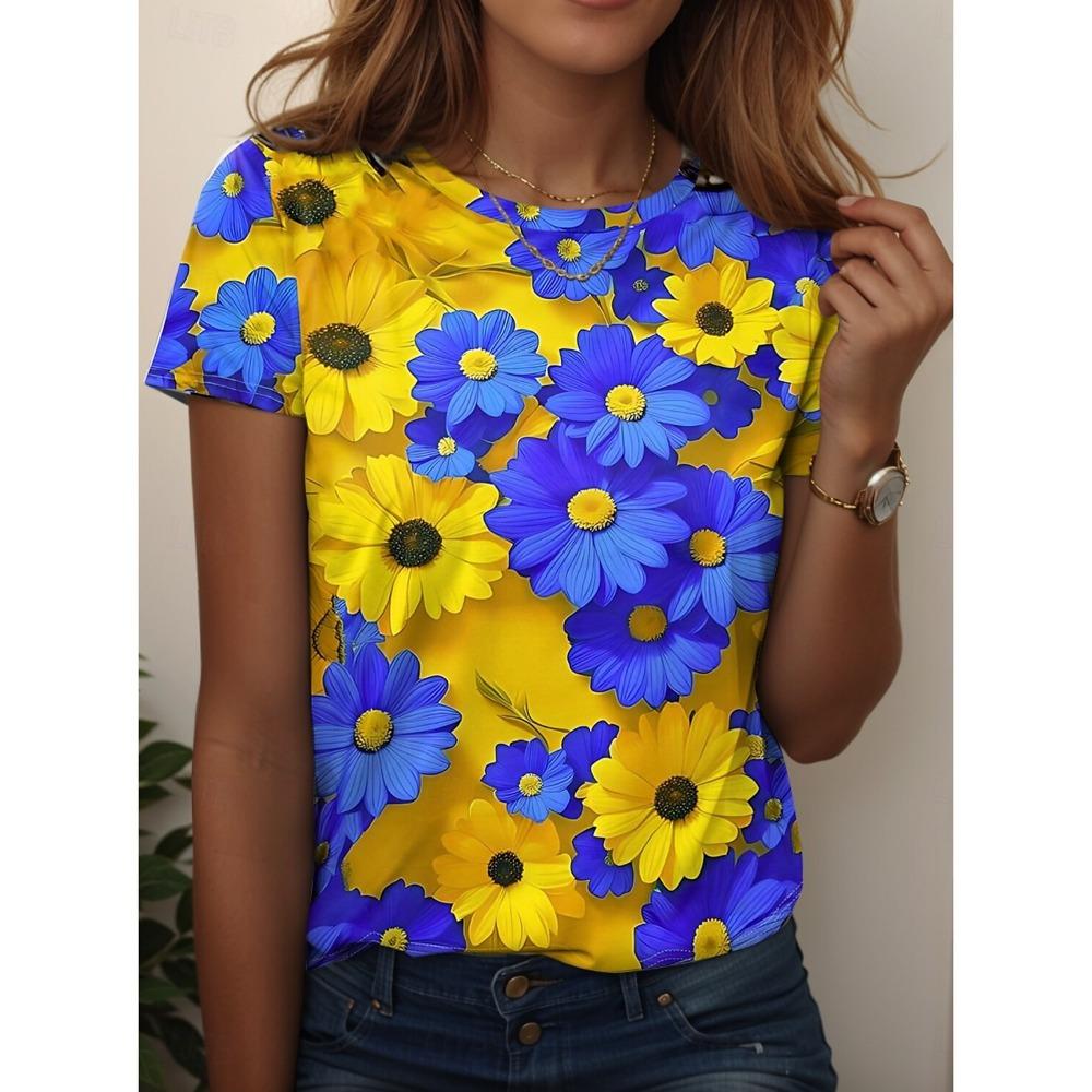 Pattern Fashion Classic Short Sleeve Round Neck Summer