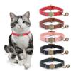 Vintage Cat Collar Breakaway Personalized Adjustable Leather Pet Collar with Bells and Quick Release Buckle