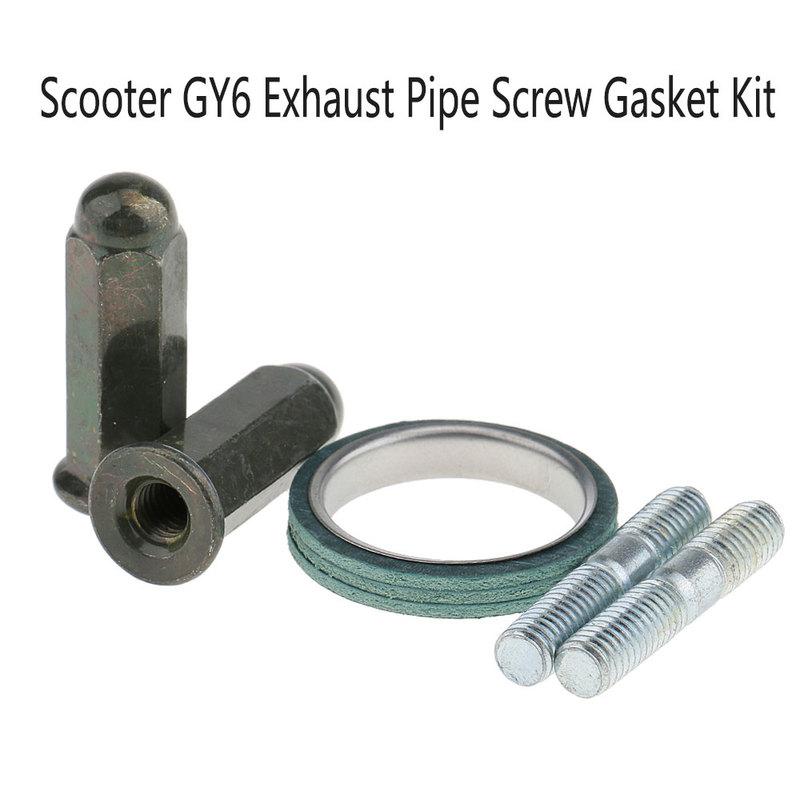 5 pcs Set Metal Exhaust Studs Nuts Gasket Kit For GY6 50cc 125cc 150cc Motorcycle Scooter  Exhaust Pipe Screw Gasket