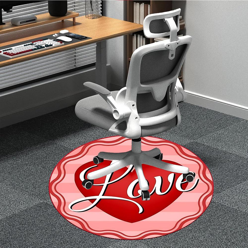 1 Stück Liebesherz Stuhl Teppich für Büro, Rutschfest, Weicher und Langlebiger Büroteppich für Innendekoration
