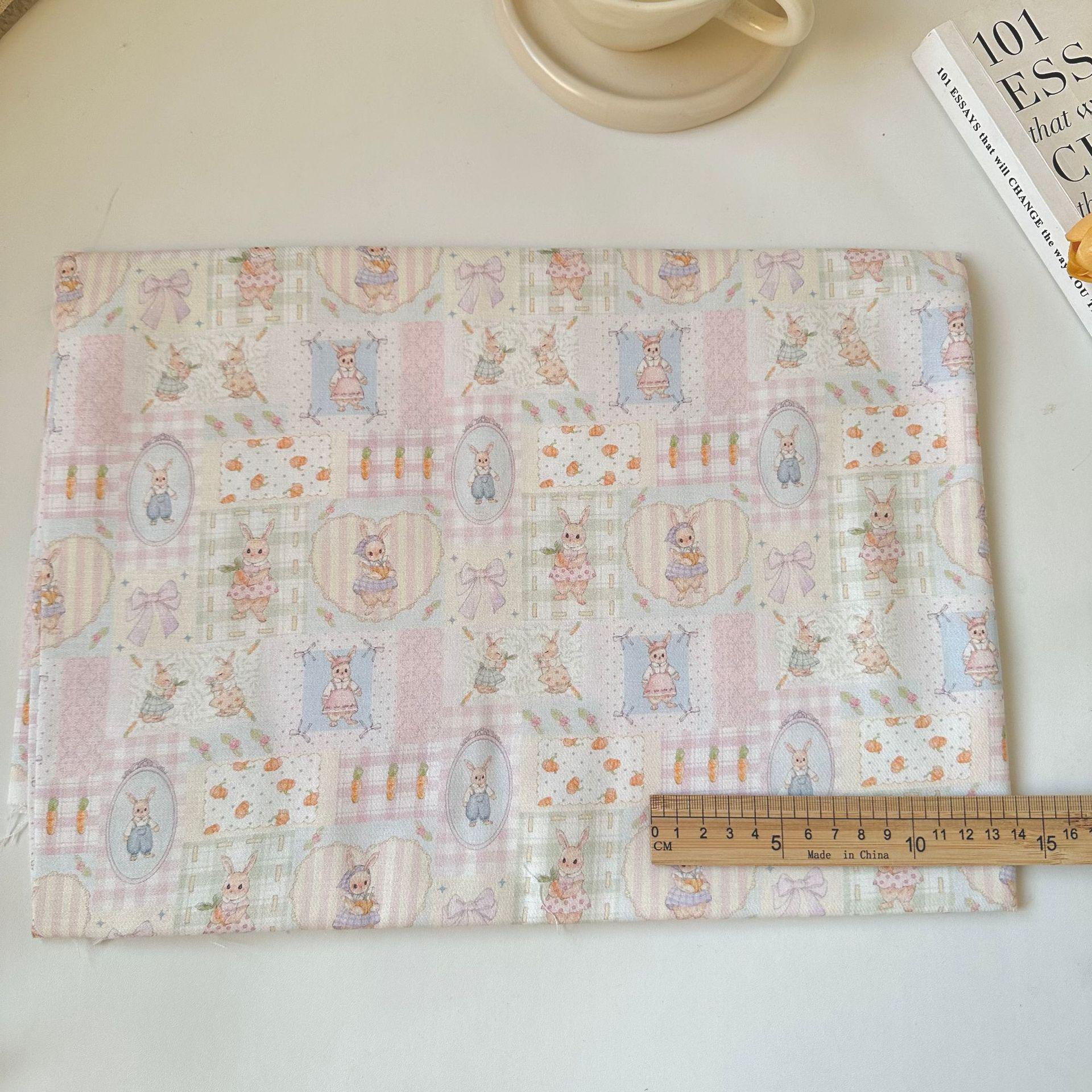 

Пижамное платье из хлопка ручной работы с мультяшным принтом кролика и аксессуары для волос для женщин и детей One piece 95cm