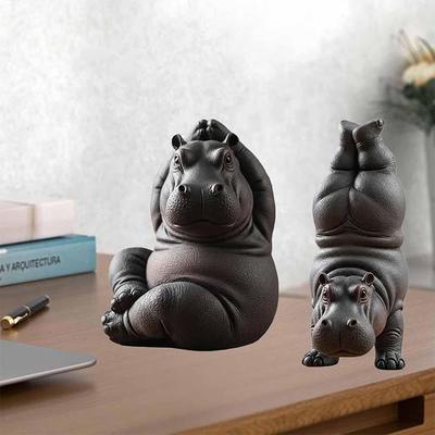 1Pcs Hippopotamus Figurine 3D Printing Yoga Hippopotamus Statue Multiple Styles Hippopotamus Decorative Ornament
