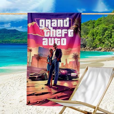 Beach Towel with Game Grand Theft Auto Pattern - Soft,absorbent,machine Washable Lightweight&Modern,swimming,Travel Essentials