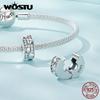 WOSTU Vintage 925 Sterling Silver Full of Zircon Flower Beads Moon Heart Charm Fit Original Bracelet DIY Necklace Jewelry Making