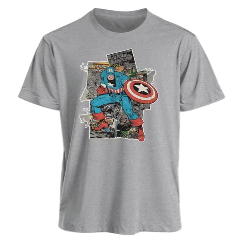 2026 Marvel TShirt Men Women Captain America All Season American Punk Harajuku Niche Oversized Short Sleeve Trendy Graphic Tee
