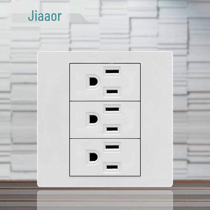 86 Typ Amerikanischer Standard Schalter- und Steckdosenpanel mit Doppel-USB & Typ-C, 3-Loch-Stecker für Japan & Taiwan, Unterputzmontage