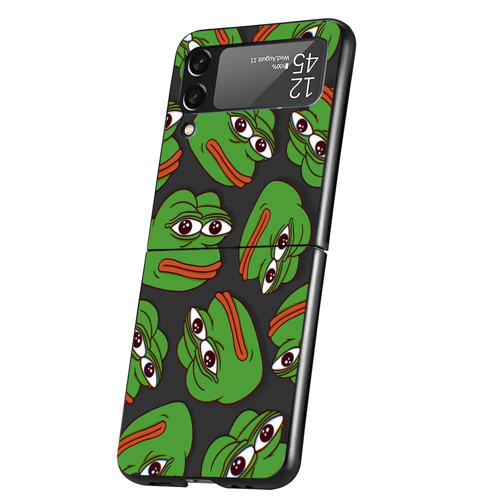 

Cute Frogs Party Sad Pepe Case Phone Cover for Samsung Galaxy Z Flip 6 5 4 3 5G ZFlip6 ZFlip5 ZFlip4 ZFlip3 Black Hard Trend Fun Galaxy ZFlip6