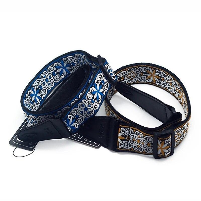 Uniwersalny pasek na ramię do gitary Vintage, regulowany, dżinsowy, bawełniany, do gitary basowej akustyczno-elektrycznej
