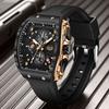 New Luxury Square Chronograph Wrist Watches For Men Fashion Business Silicone Waterproof Luminous Men's Quartz Watch