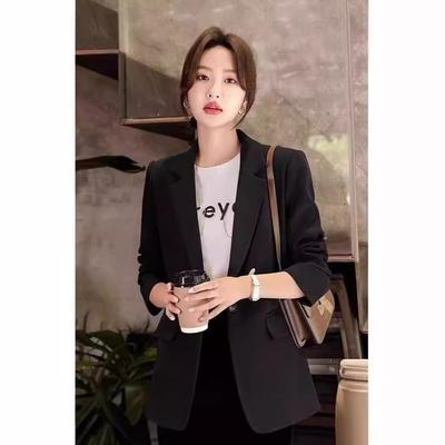 2025 Spring Petite Black Slimming Blazer - Soft Shoulder Suit
