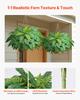 Artificial Ferns, 1143 mm Fake Boston Fern Bush Plant with 63 Fronds, Faux Greenery for Indoor/Outdoor Decor, Silk & LDPE, Suitable for Home Porch