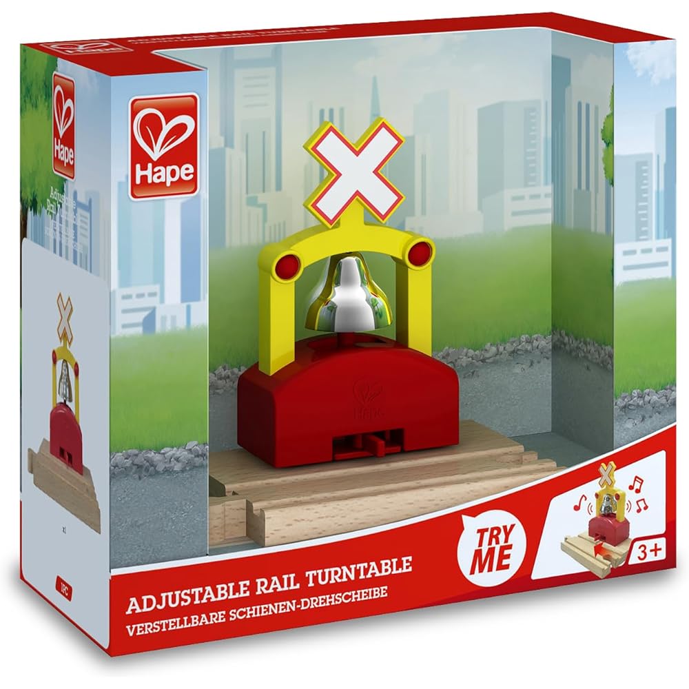Hape Wooden Level Crossing Alarm Toy 12.6x12.5x9cm for Ages 3 and Up