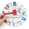 52-Piece Waterproof Cartoon Boarding Pass & Airplane Ticket Stickers Set