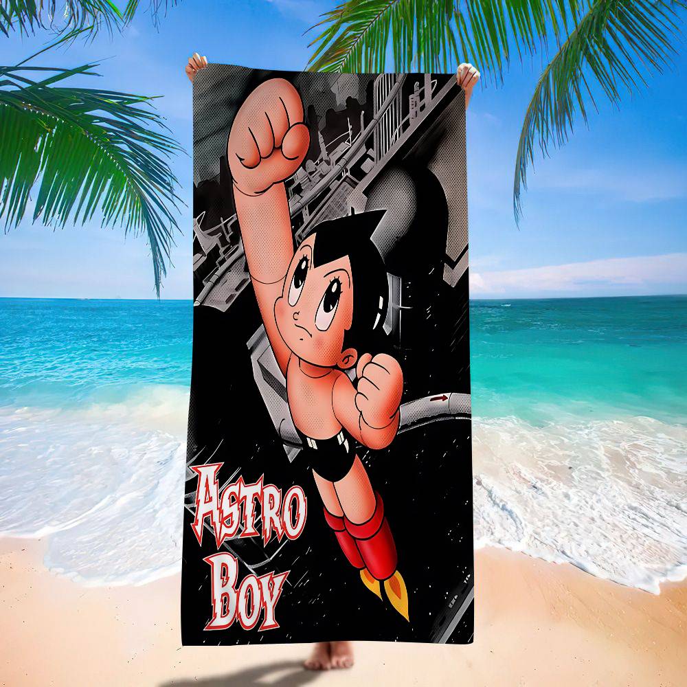 Retro A-Astro Boy Iron Microfiber Blanket Quick Drying Beach Towels Oversized Printing Super Absorbent Pool Towel Blanket
