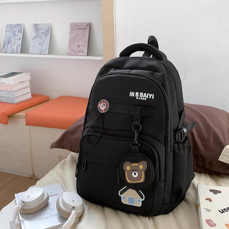 Schoolbag new schoolbag college students junior high school students girls lightweight simple ridge protection versatile large capacity backpack