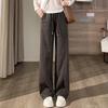 Women's High-Waisted Fleece-Lined Wool Wide-Leg Pants - Winter Slimming Casual Floor-Length.