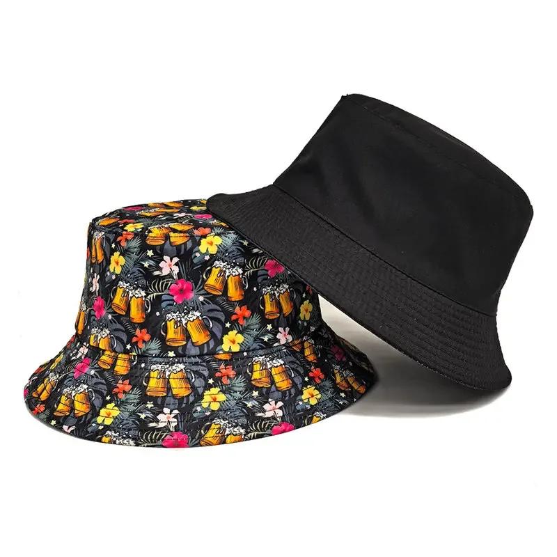 Spring and Summer Polyester Cartoon Print Bucket Hat Fisherman Hat Outdoor Travel Sun Cap for Men and Women 239