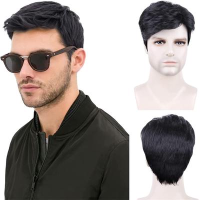 Kurze Männerperücken Synthetisches Haar Lässige Perücken für Männer Glatt Natürlich Aussehende Braune Perücke Cosplay Kostümparty Halloween Täglicher Gebrauch
