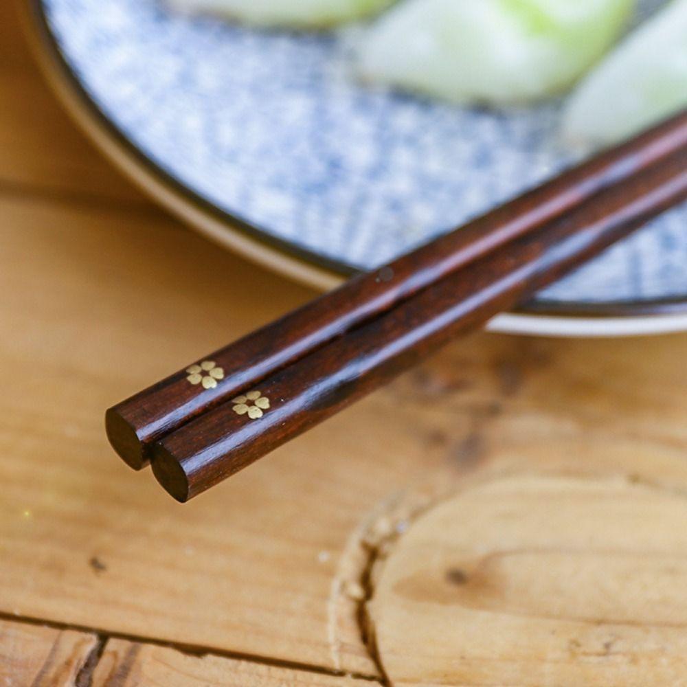 Sushi Noodles Elegant Rustic Wooden Reusable Kitchen Utensils Flatware Chopsticks Tableware