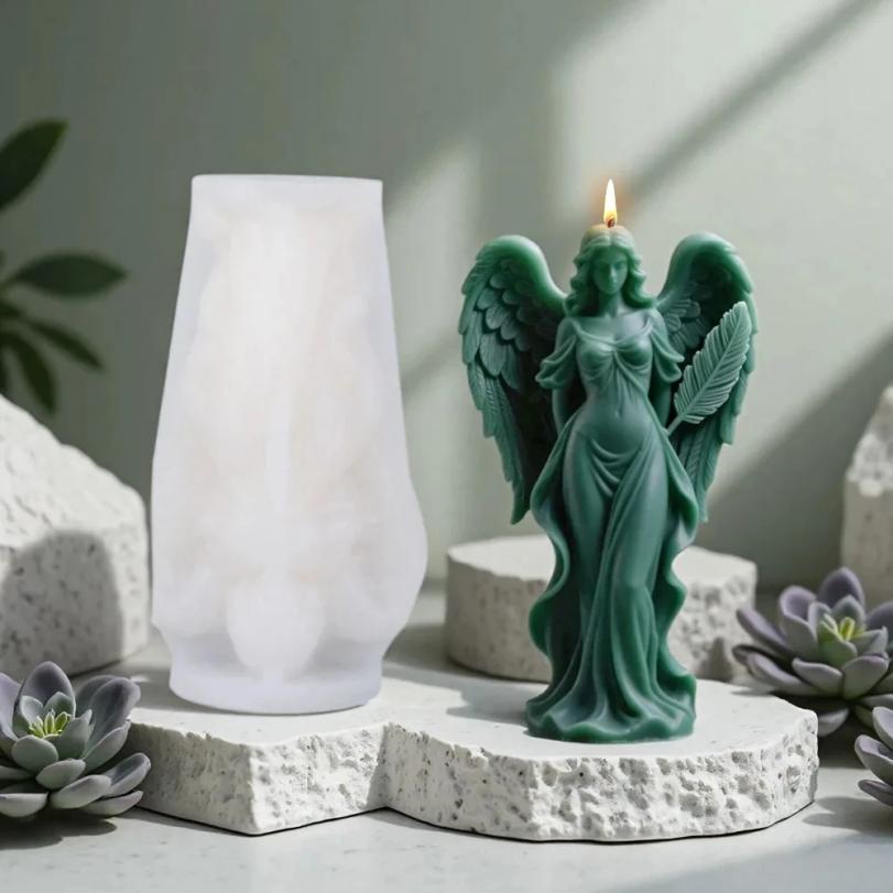 Wings Goddess Scented Silicone Candle Mould Diy Prayer Angel Sculpture Gypsum Resin Mold Women Candle Making Supplies Home Decor