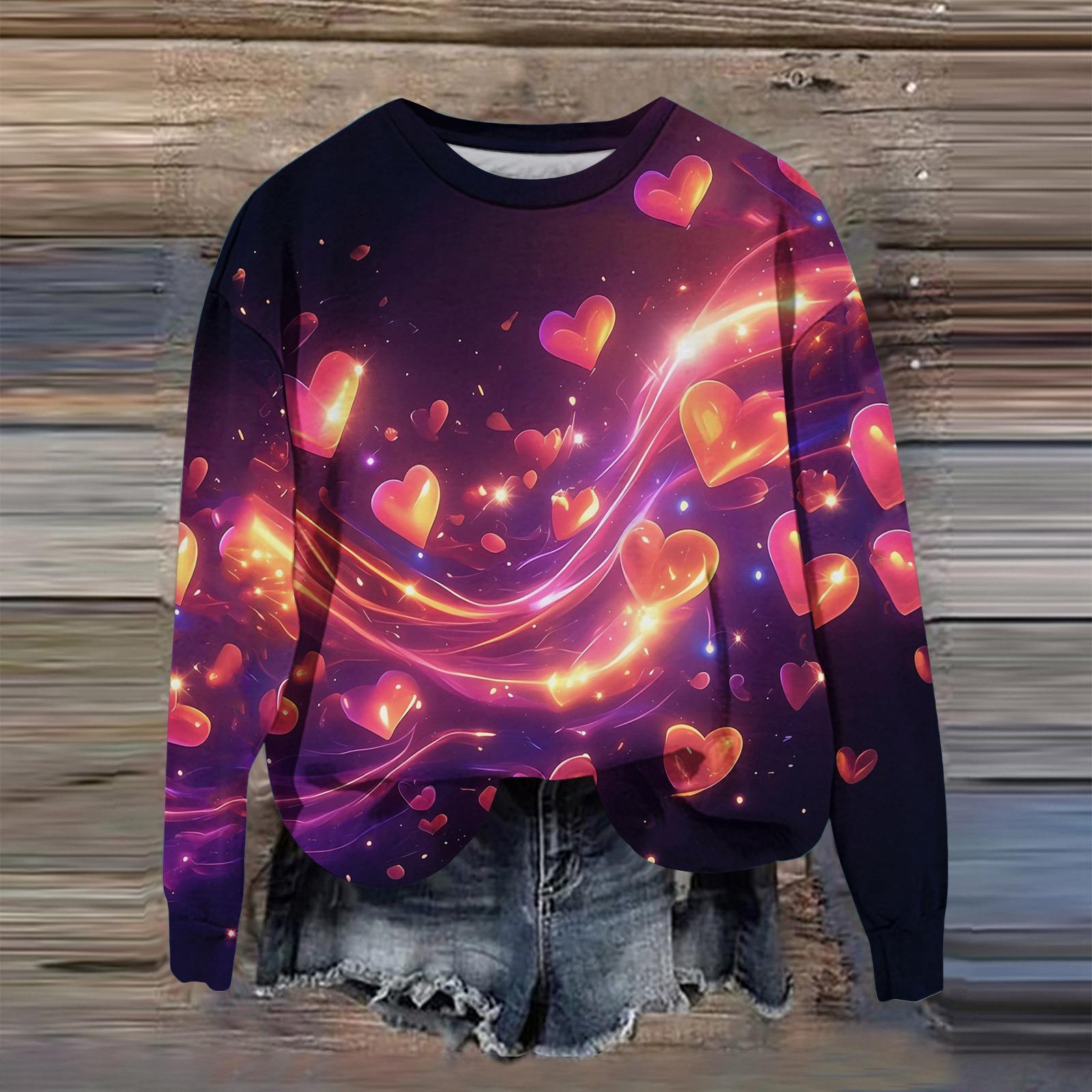 

Женская мода с принтом, длинный рукав, свободный круглый вырез, свитшот, осень XL винный