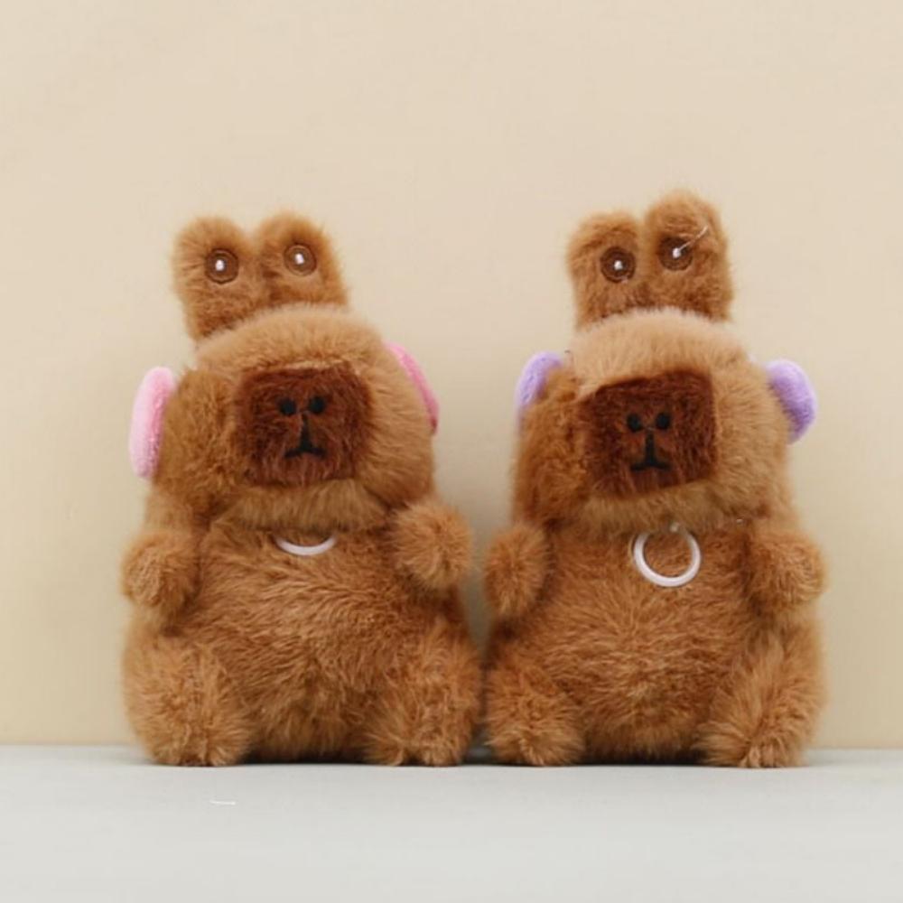 Movable Bunny Ears Capybara Plush Pendant Funny Capybara Plushie Doll  Backpack Decor