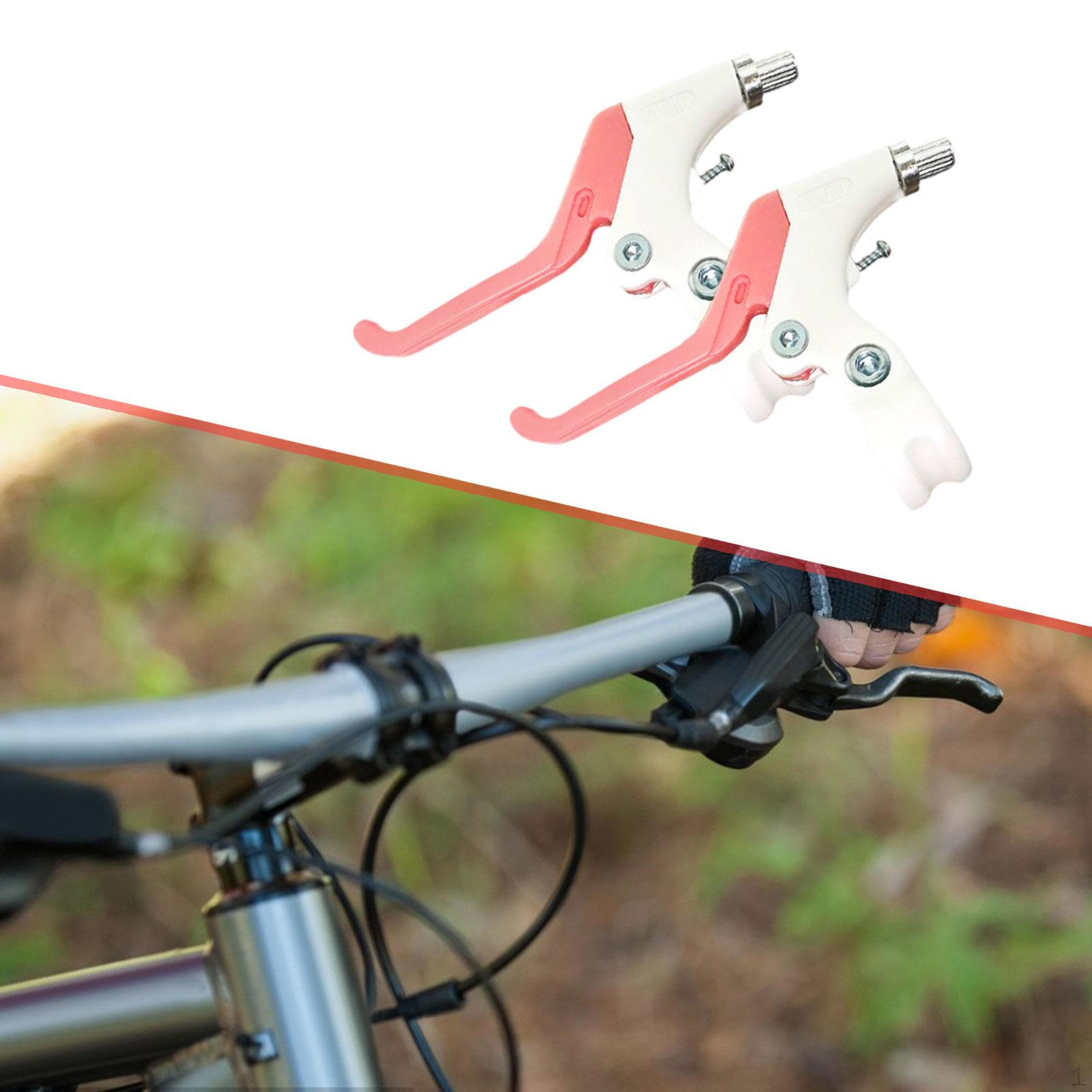 2 шт. велосипедный тормозной рычаг прочный совместимый плавное торможение для замены 12-20 дюймов для детей White and Pink