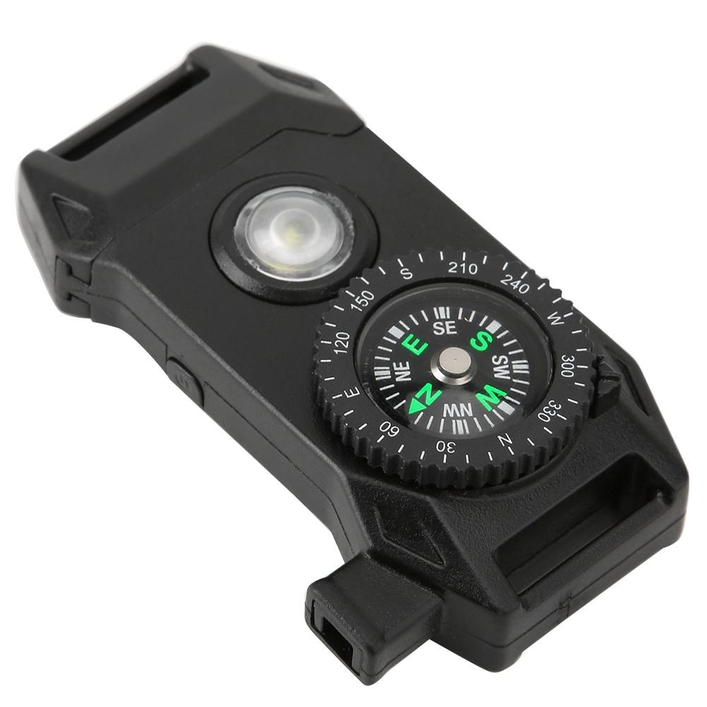 

Outdoors Multifunctional Survival Tool Emergency Buckle LED Light Compass Bracelet Accessory