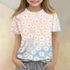 Kinder Blumenprint Rundhals Kurzarm Lässiges Lockeres T-Shirt Top für den Alltag Bequemer Stoff