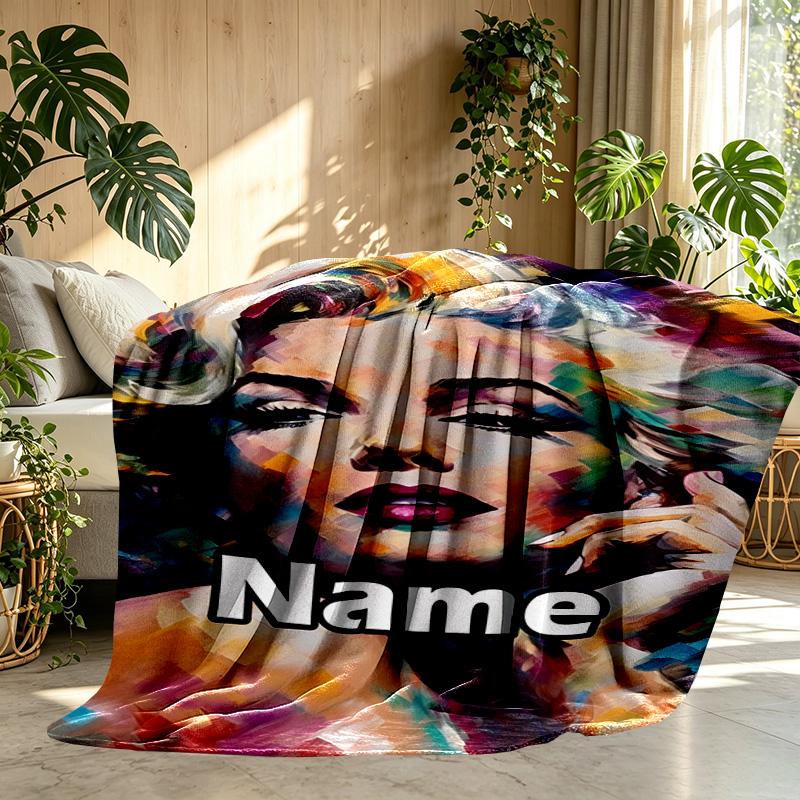 Custom Name Personalized Marilyn Monroe Print Blanket, Home Decor, Bedroom, Sofa, Camping, Couch, Gifts for Birthday ChristmasEnthusiasts