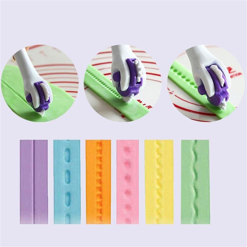 New Fondant Strip Ribbon Cutter Sugarcraft Tool Cake Rolling Pin Embosser Roller Set