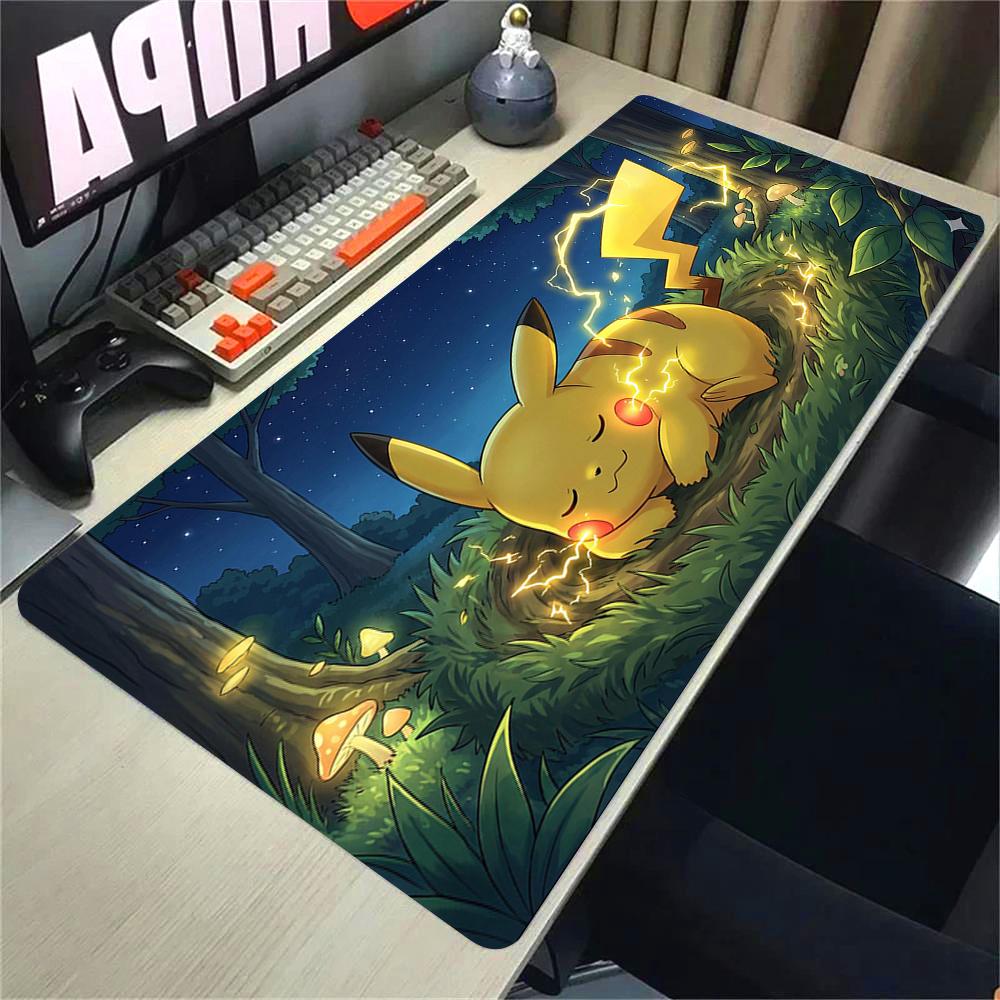 XXL Rubber Mouse Pad Large PC Computer Gaming Accessories Mousepad Pokemon Pikachu Extended Desk Mat Locking Edge Gamer Carpet
