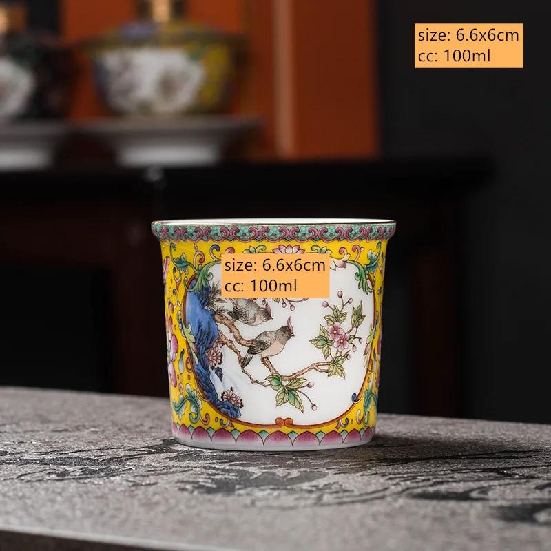 Jingdezhen Enamel Color Ceramic Gaiwan Chinese Tea Set Sancai Tea Bowl Portable with Cover Teacup Household Custom Teaware