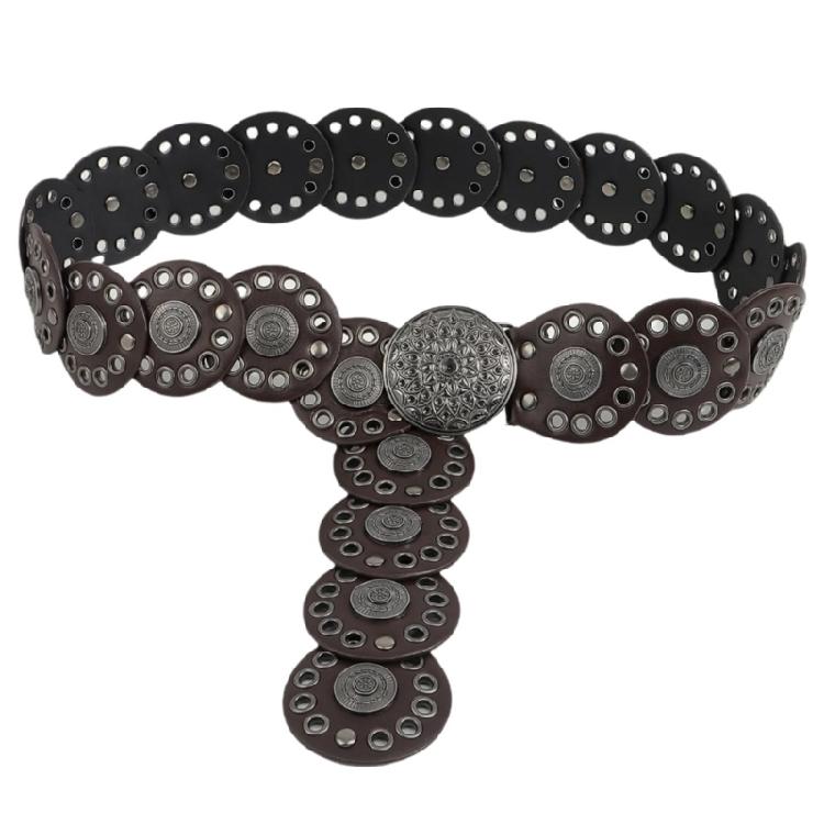 Discs Grommet Belt Punk Waist Belt Unique Buckle for Jeans Dress Unsiex