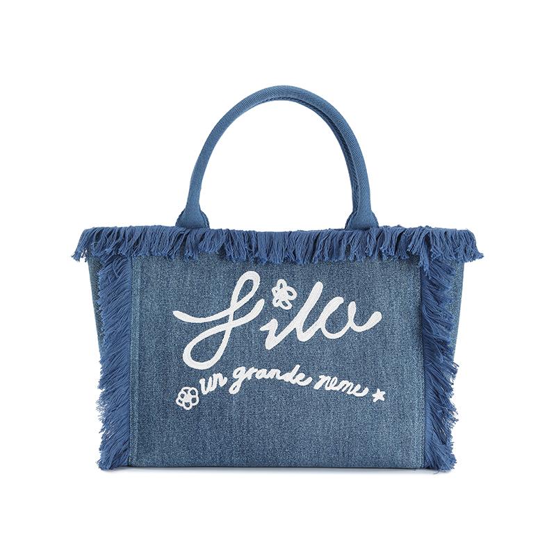 

FILA Heritage Fashionable Classic Versatile Practical Tote Bag Women tote bag Denim-Blue F13W628168FPU Denim Blue