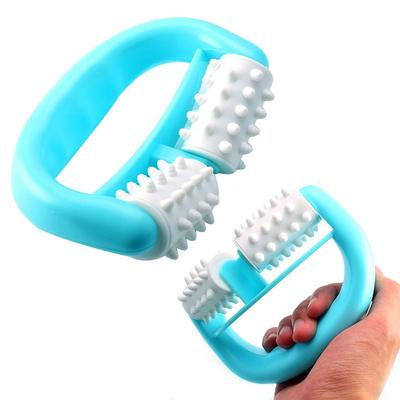 Rullo Massaggiante Manuale in Plastica a Doppia Ruota Portatile per Sollievo Muscolare del Corpo