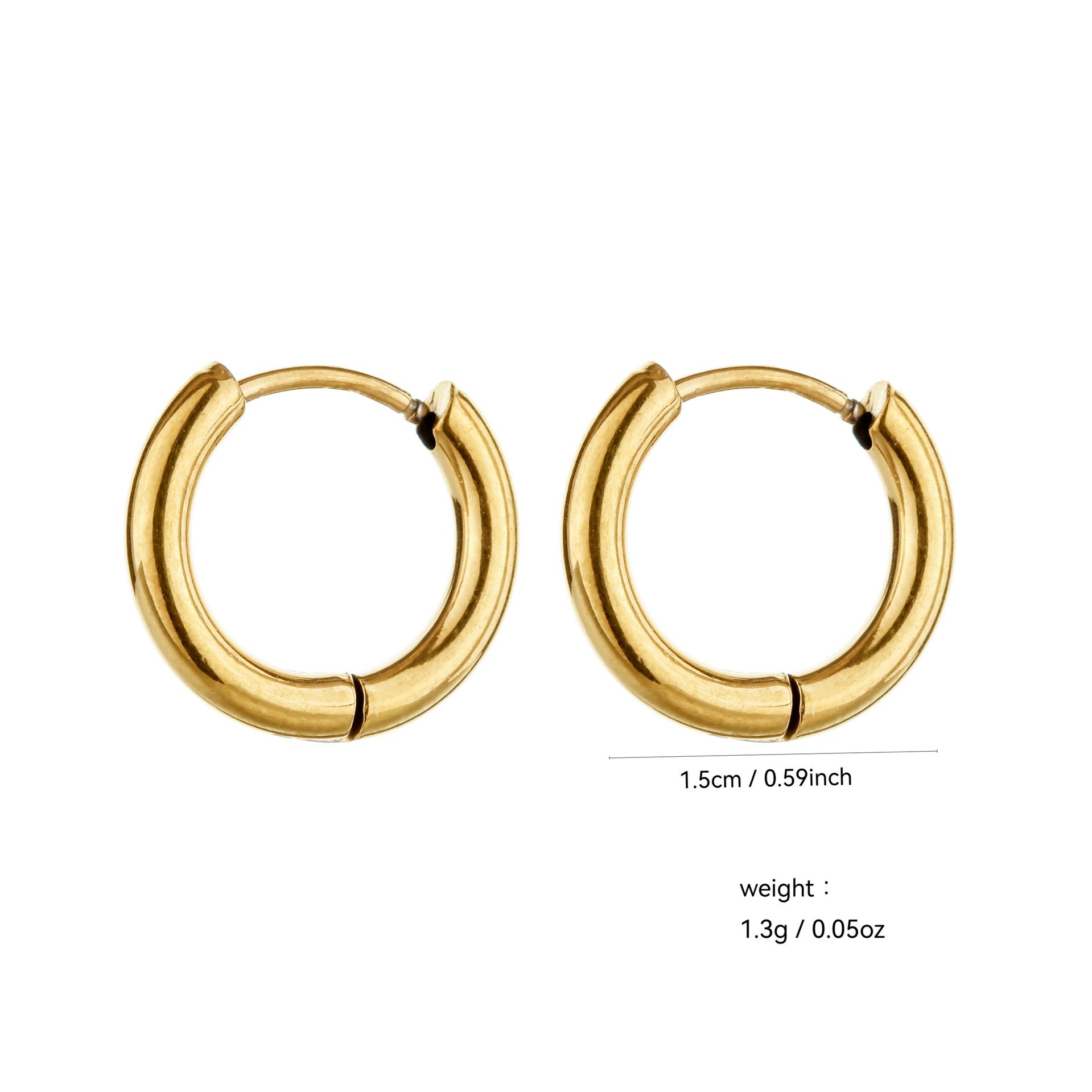 Унисекс Геометрические Серьги-Кольца с Покрытием из 18-каратного Золота - Минималистичные Серьги-Кольца из Нержавеющей Стали и Ювелирные Изделия-Каффы.