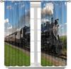 Light Blocking Steam Engine Curtains Old Train Through Country Field Scenery Print Window Treatments Curtain Vintage Polyester With Rod Pocket